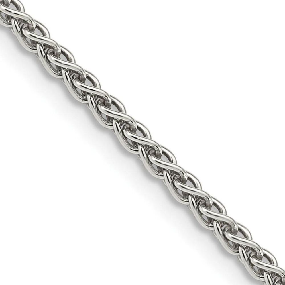 2.5mm Rhodium Sterling Silver Solid Round Spiga Chain Necklace, 28 In - Picture 1 of 6